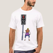 T-shirt Garçon au passage piéton avec le signal rouge Stop (Devant)