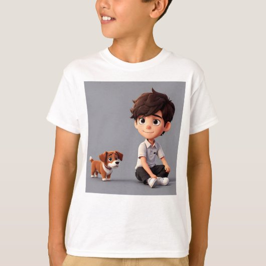 T-shirt Garçon avec art chien (Devant)