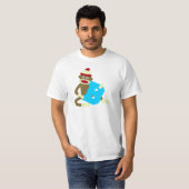 T-shirt Garçon B de monogramme de singe de chaussette (Devant entier)