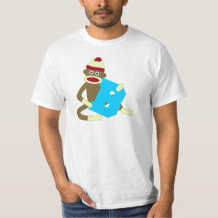T-shirt Garçon B de monogramme de singe de chaussette