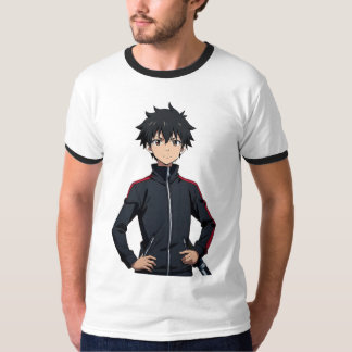 T-shirt Garçon d'anime avec épée dans une ville moderne au