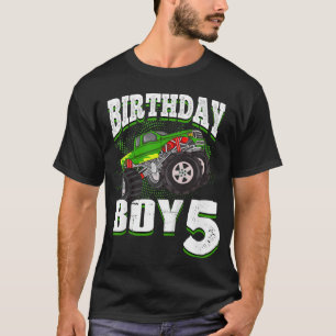 T-shirt Garçon d'anniversaire de camion monstre de 5 ans F