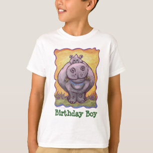 T-shirt Garçon d'anniversaire d'hippopotame de têtes et de