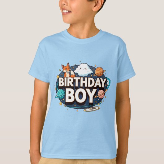 T-shirt Garçon d'anniversaire Fête Spatiale (Devant)