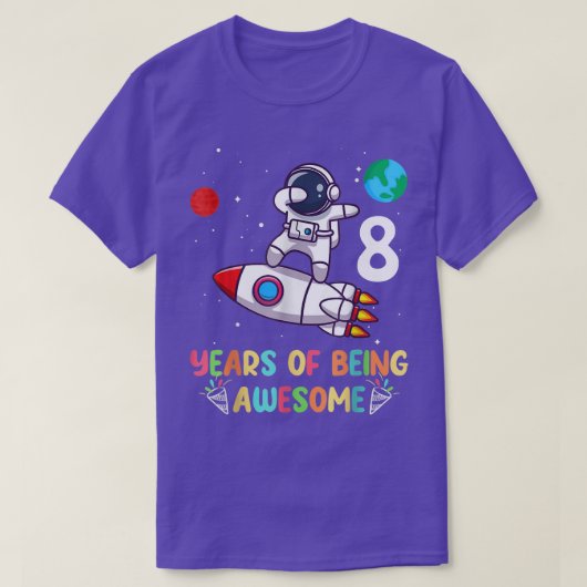 T-shirt Garçon de 8 ans astronaut de l'espace pour son 8èm (Design devant)
