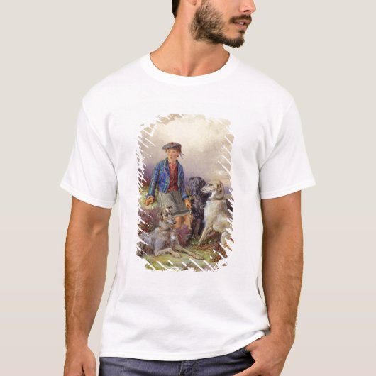 T-shirt Garçon écossais avec des chiens-loup dans un (Devant)