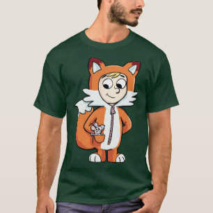 T-shirt garçon en costume de renard avec une souris dans s