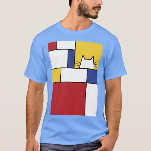 T-shirt Garçon fille chat Mondrian rétro (Devant)