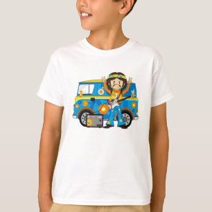 T-shirt Garçon hippie avec la guitare et camping-car