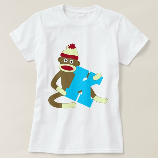 T-shirt Garçon K de monogramme de singe de chaussette (Design devant)