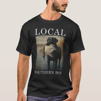 T-shirt Garçon Local Chien Lab Noir Chasse au Canard Vinta