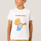 T-shirt Garçon mangeant une énorme part de pizza (Devant)