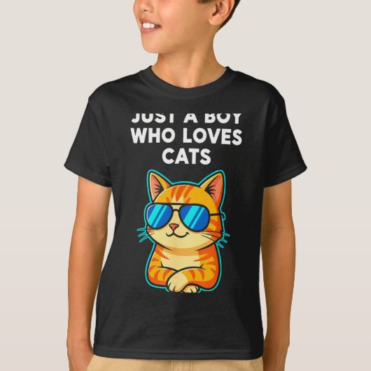T-shirt Garçon Mignon Aime Les Chats (Devant)