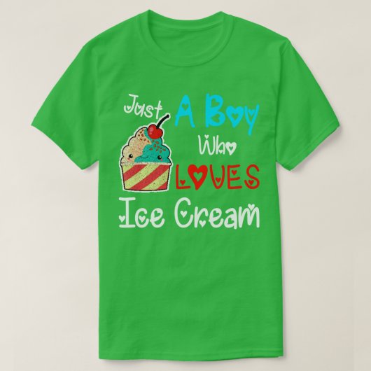 T-shirt Garçon qui aime la crème glacée Son cadeau (Design devant)