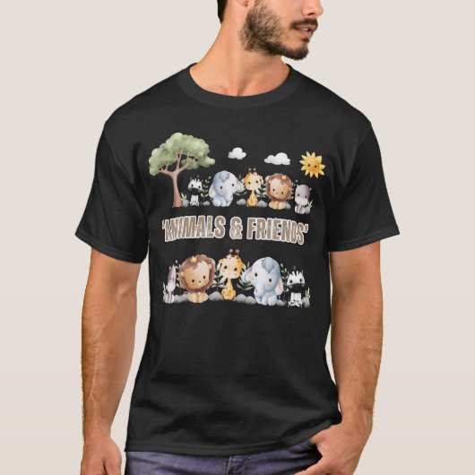 T-shirt Garçon rétro animaux (Devant)