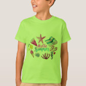 T-shirt garçon Tropical Hello Summer - Vert vibran (Devant)