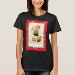 T-shirt Garçon vintage sauvant un chaton de chiots de cour