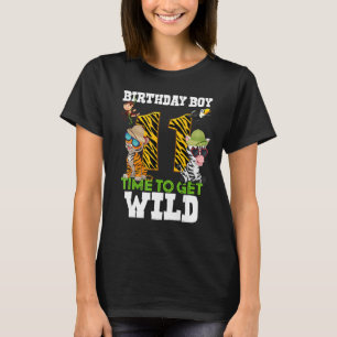 T-shirt Garçons 11e anniversaire 11 ans Garçon Safari Zoo