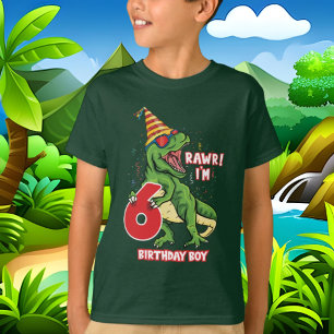 T-shirt garçons 6e anniversaire dinosaure