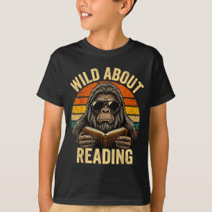 T-shirt Garçons animal drôle sauvage sur la lecture de liv