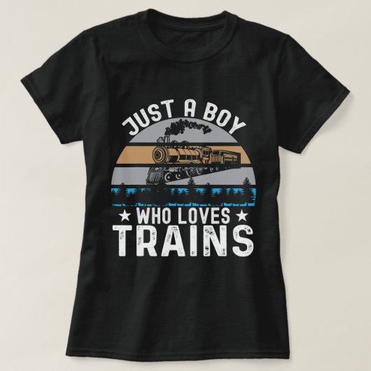 T-shirt Garçons Drôle Juste Un Garçon Qui Aime Trains Ce G (Design devant)