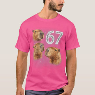 T-shirt Garçons Drôles Filles 67 Mème Capybara Hurlement à
