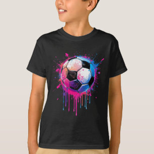 T-shirt Garçons Filles De Foot Awesome Coloré Drip Foot
