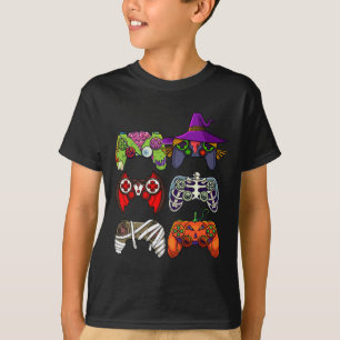 T-shirt Garçons Gamer Skeleton Zombie Gaming Contrôleurs E