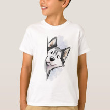 Garçons regardant Husky Sibérien