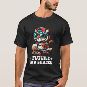 T-shirt Garçons Tigre Enfants Sur Un Skateboard Skateur