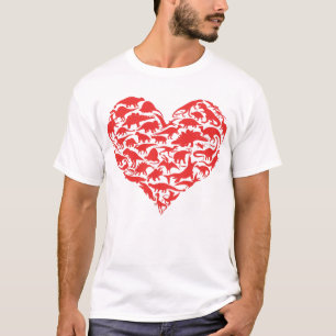 T-shirt Garçons Valentines Jour Dinosaure Coeur Enfants Di