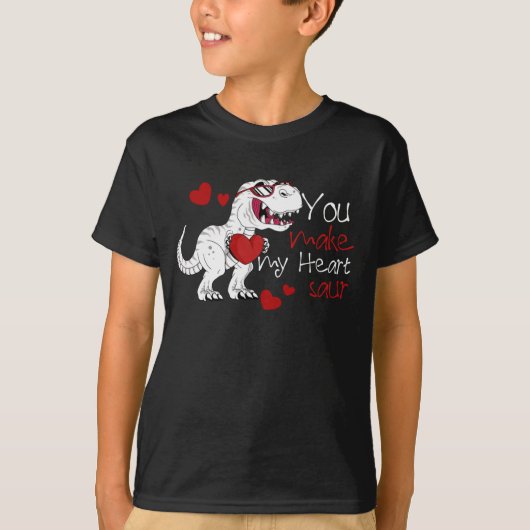 T-shirt Garçons Valentines Jour Enfants Dinosaur Pun T rex (Devant)