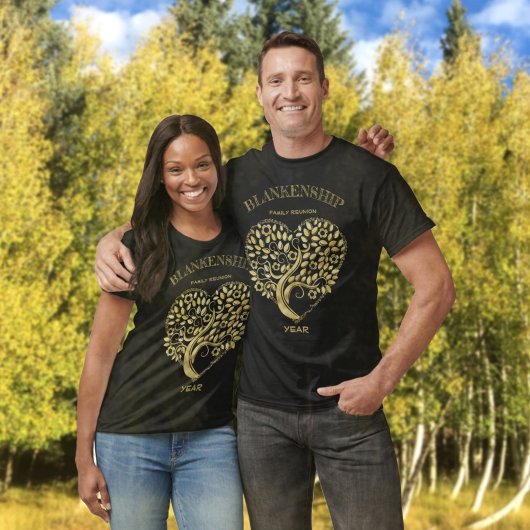 T-shirt Garde de l'arbre de coeur Gold Reunion de famille