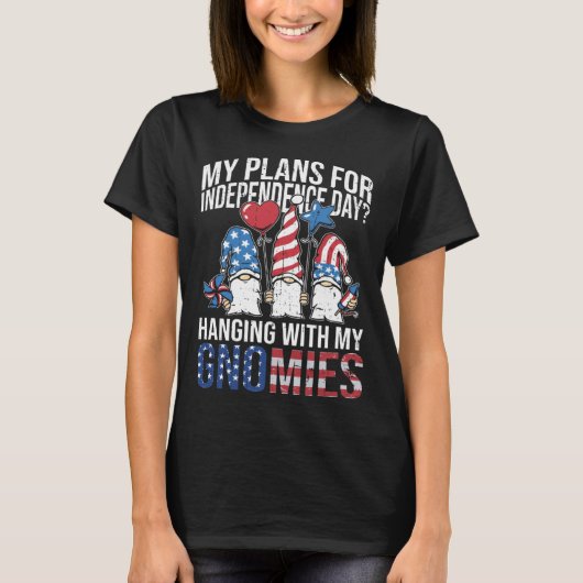 T-shirt Garden Gnome 4th Of July Indipendence Day Gnome Ga (Devant)