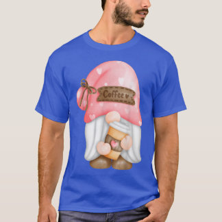 T-shirt Garden Gnome Coffee Drinker Cute Fun Caffeine Love