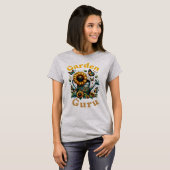 T-shirt Garden Guru Waters Can et Sunflowers Grey (Devant entier)
