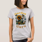 T-shirt Garden Guru Waters Can et Sunflowers Grey (Devant)