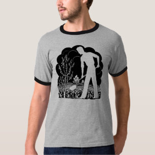 T-shirt Gardener rétro Silhouette Gris/Noir Hommes