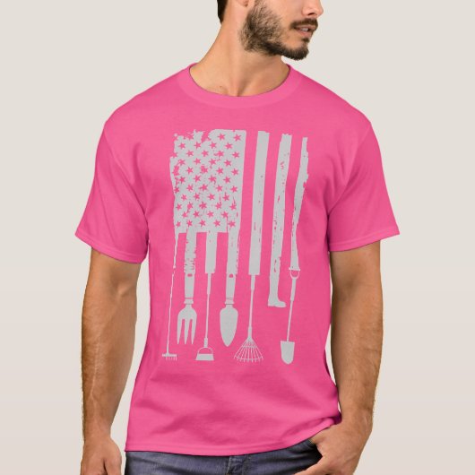 T-shirt Gardeners Gardening Tools American Flag 4Th Of Jul (Devant)