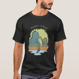 T-shirt Garder la pêche Papa Fils Pêcheur Rex Dinos