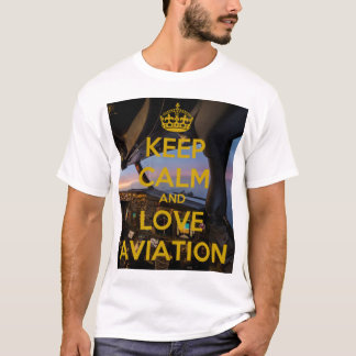 T-shirt Gardez le calme amour Aviation Club avion blanc T-