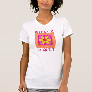 T-shirt Gardez le calme et le bloc de fleur d'Applique