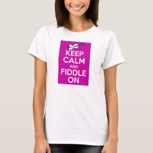 T-shirt Gardez le calme et le violon sur (le rose de