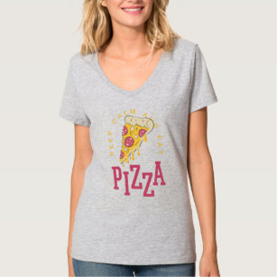 T-shirt Gardez Le Calme Et Mangez De La Pizza Drôle Des Dî