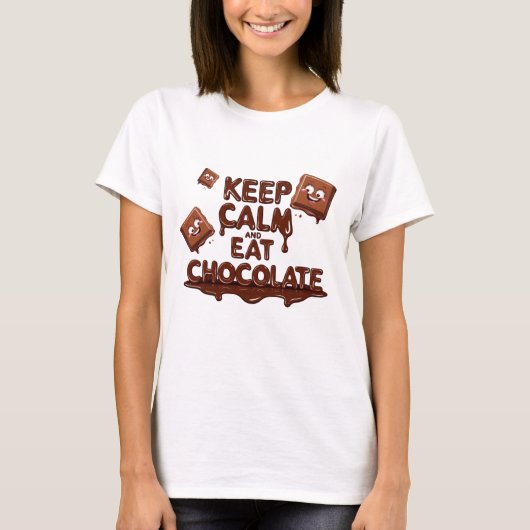 T-shirt Gardez le calme et mangez du chocolat amusant amat (Devant)