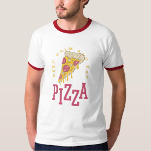 T-SHIRT GARDEZ LE CALME ET MANGEZ PIZA - AMUSANT