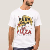 T-shirt Gardez Le Calme Et Mangez Une Pizza Retro Style T- (Devant)
