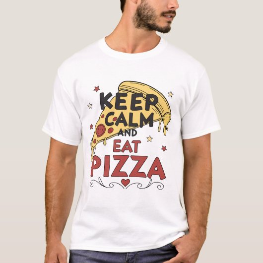 T-shirt Gardez Le Calme Et Mangez Une Pizza Retro Style T- (Devant)