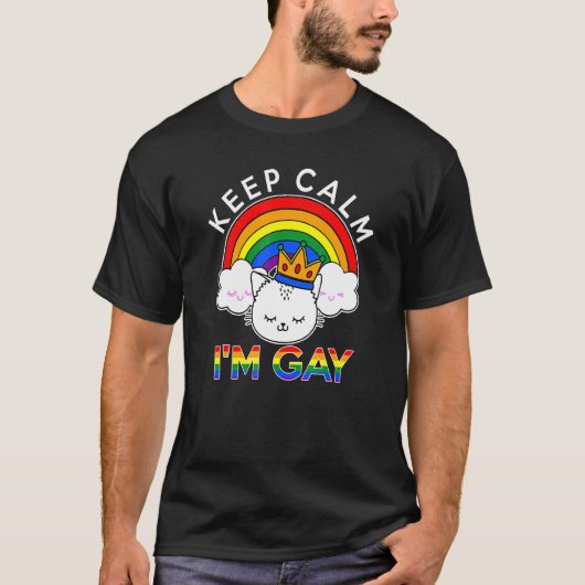 T-shirt Gardez Le Calme Im Gay Lgbtq Arc En Ciel Drapeau R (Devant)