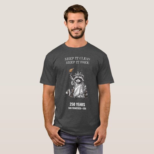 T-shirt Gardez-Le Propre, Gardez-Le Libre — Raccoon Libert (Devant entier)